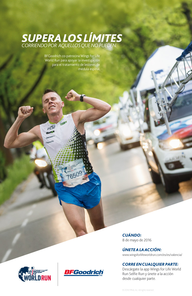 BFGoodrich con la fundación Wins For Life - Patrocina la carrera Wins For Run para investigar lesiones de médula espinal